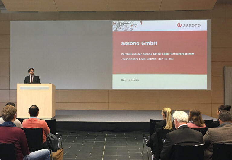 Vorstellung der assono GmbH bei der Veranstaltung "Gemeinsam Segel setzen": Das Partnerprogramm des Fachbereichs Wirtschaft der FH Kiel