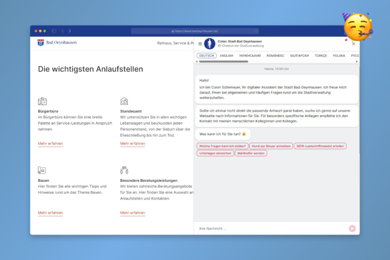Screenshot: Chatbot "Colon" der Stadt Bad Oeynhausen