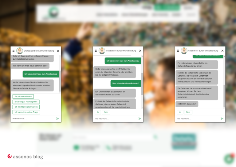 Der Chatbot der Buhck Umweltberatung hilft bei einfachen Fragen. Bei komplexen Themen vermittelt er den Kontakt zu einem Berater.