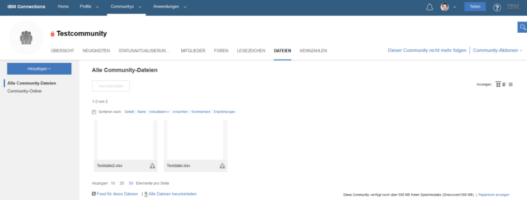 Abb.3  IBM Connections - Alle Dateien werden korrekt abgebildet.