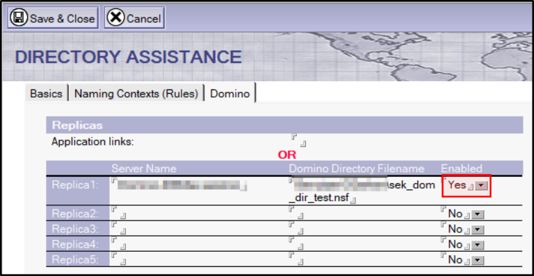 Als letztes hinterlegt man im Reiter "Domino" den Server und den Datenbankpfad. Nicht vergessen, den Eintrag zu aktivieren!