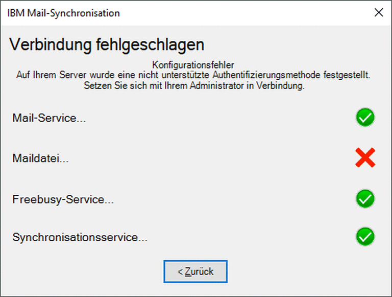 IBM Mail-Synchronisation Fehler