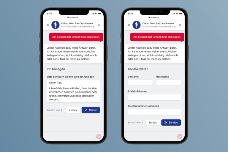 Wenn der Chatbot einmal nicht weiterhelfen kann, übermittelt er Nachrichten von Bürgern an die Mitarbeiter der Stadtverwaltung.