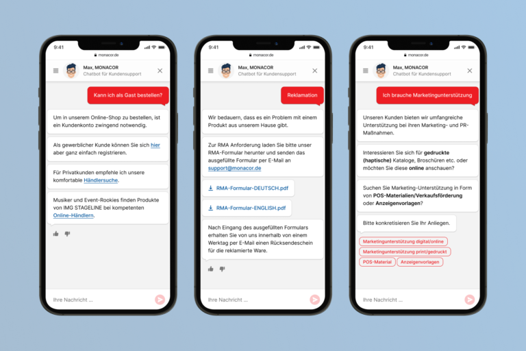 KI-Chatbot Max von MONACOR INTERNATIONAL entlastet seit November 2022 seine menschlichen Kollegen im Kundenservice, indem er automatisiert Kundenfragen beantwortet.
