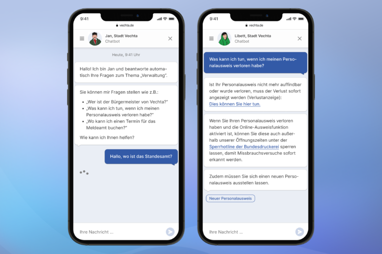 Der neue KI-Chatbot der Stadt Vechta beantwortet Bürgerinnen und Bürgern automatisiert Fragen rund um die Verwaltung.