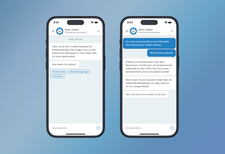 Beispiel: Der Chatbot kann Fragen zu möglichen Baustellen auf der Strecke beantworten und Ausweichmöglichkeiten anbieten.