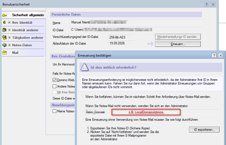 Der Dialog, wie man ihn aus den Benutzersicherheitsvorgaben aufrufen kann