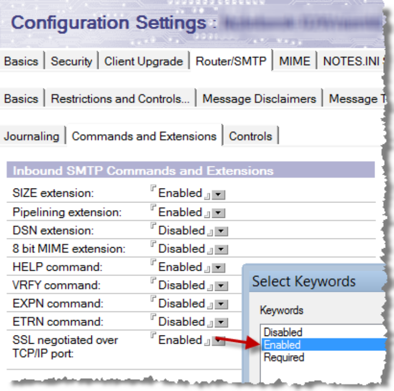 Eingehend TLS in der Serverkonfiguration festlegen