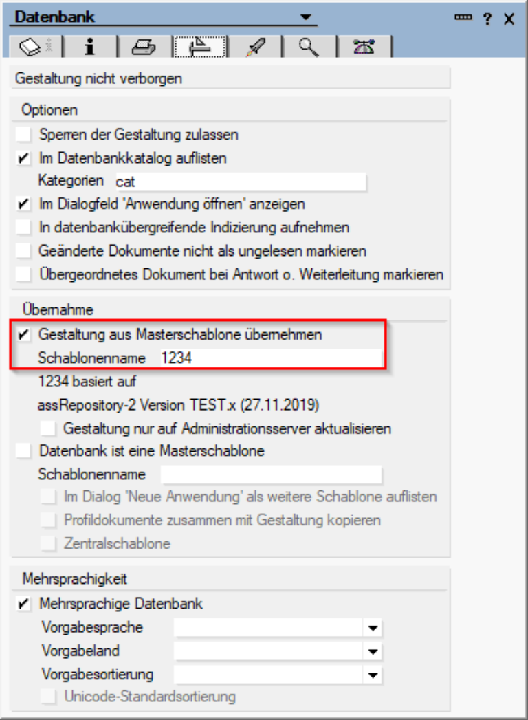 Der Schablonenname wurde erfolgreich eingetragen