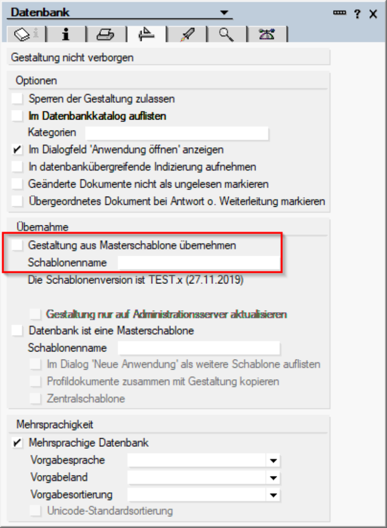 Noch fehlt der Schablonenname in dieser Datenbank