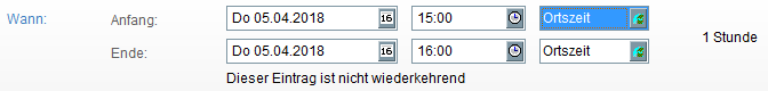 Zeit in anderer Zeitzone eingeben - Ergebnis