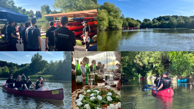 So war das assono Sommerevent 2022: Kanutour und anschließendes Abendessen in Laboe