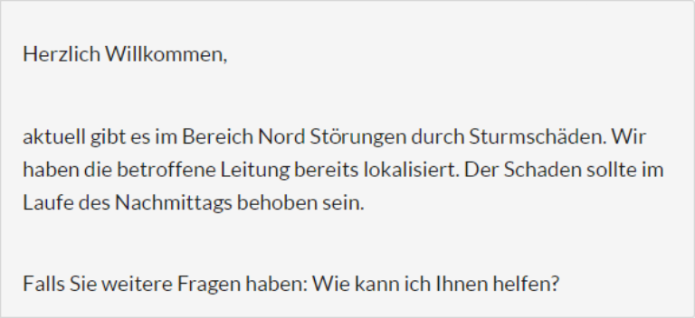 Beispiel für einen Einleitungssatz Ihres Chatbots.