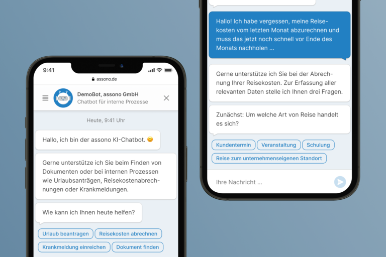 Ein Chatbot kann Unternehmen bei der internen Kommunikation unterstützen und beispielsweise die Personalabteilung bei standardisierten Vorgängen, wie z.B. Reisekostenabrechnungen, entlasten.