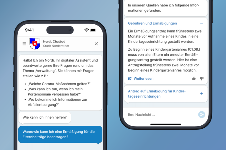 Informationen können sich ändern, zum Beispiel wenn Gebühren angepasst oder Öffnungszeiten geändert werden. Wenn der Chatbot direkt auf die Datenbank zugreift, erhält der Bürger immer die aktuellsten Informationen.
