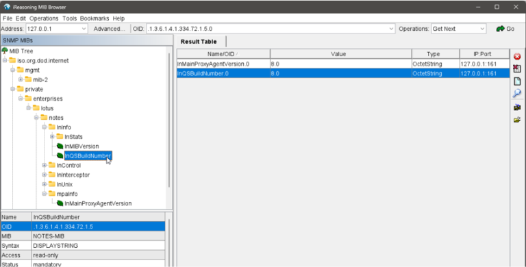 Screenshot des iReasoning MIB Browsers