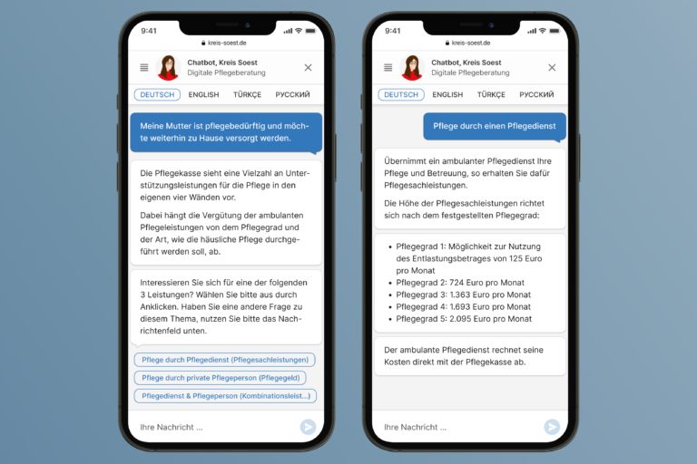 Der digitale Pflegeberater im Kreis Soest hat viele hilfreiche Informationen rund um die Pflege parat.