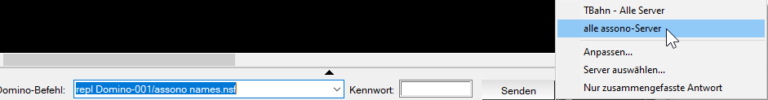 Die Gruppen erscheinen dann oben im Senden-Menü und man in Zukunft jeden Befehl mit 2 Klicks an die jeweilige Servergruppe senden.