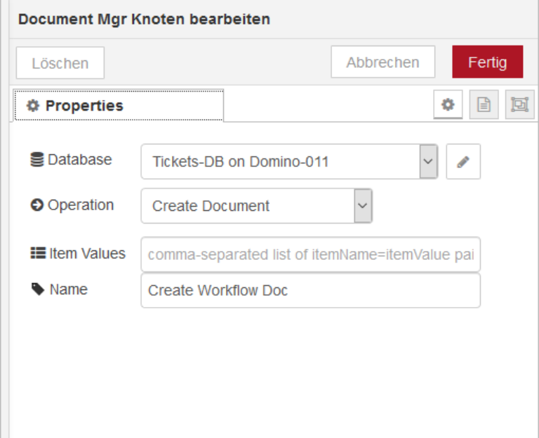 Konfiguration eines Document Mgr-Knotens in Version 1.0.1