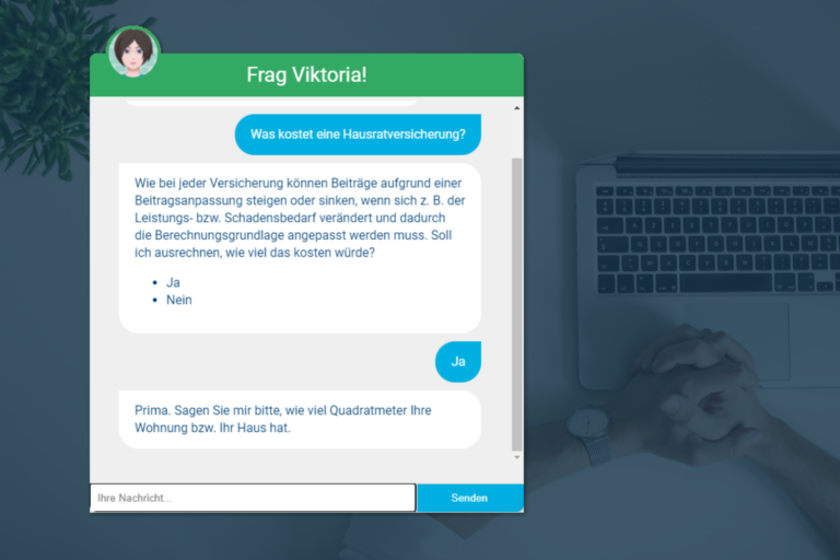 Chatbot Viktoria unterstützt den Versicherungsbetrieb von Die Deutsche Familienversicherung (DFV) AG (Quelle: https://www.deutsche-familienversicherung.de/).