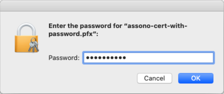 Passwort eingeben und OK.