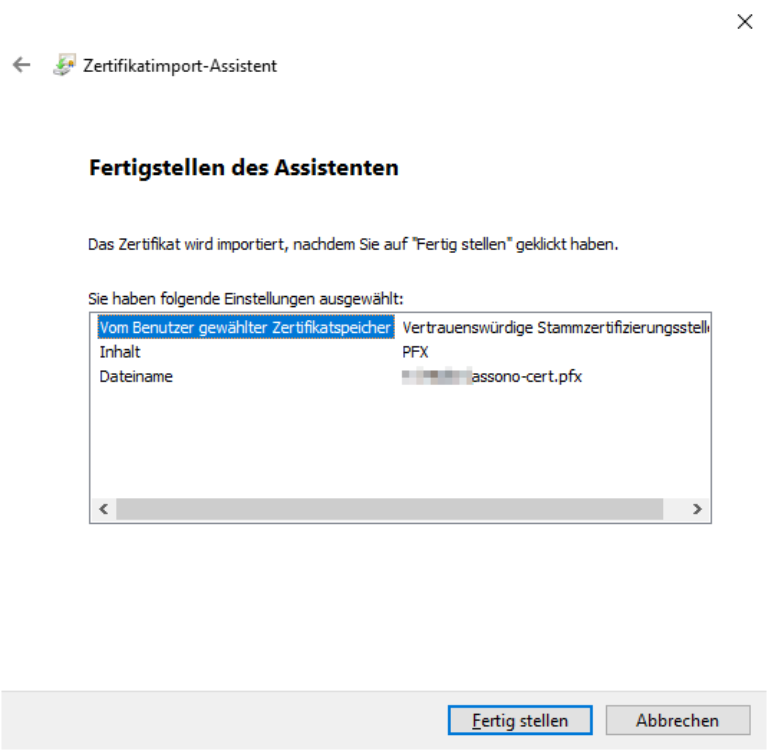 Fertig stellen.