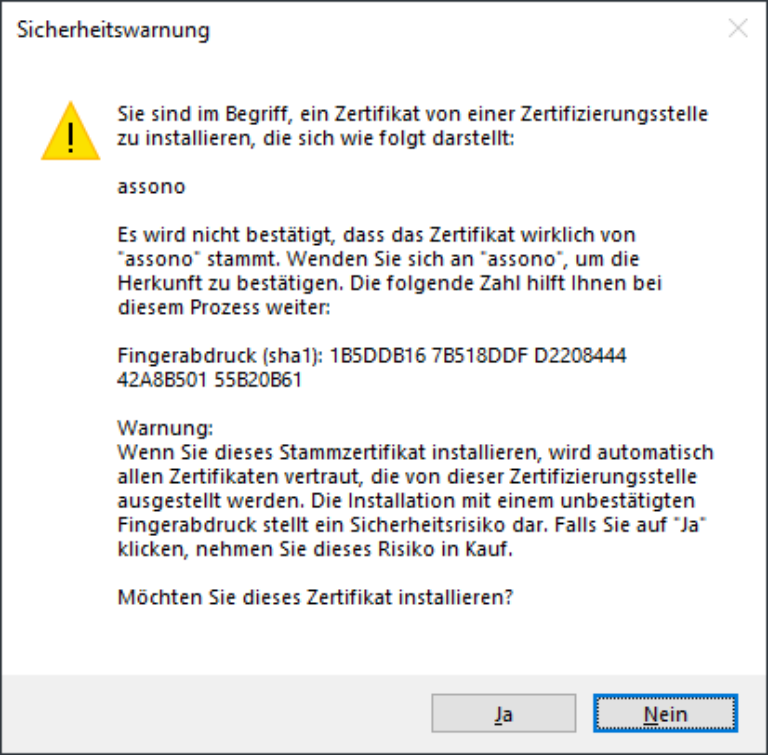 Noch einmal prüfen und Ja.