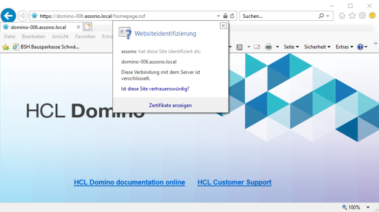 Das Root-Zertifikat sollte das Zertifikat des Webservers identifizieren.